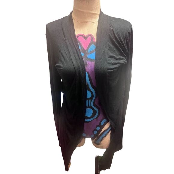 Moa Collection Women's Black Open Drape Cardigan Sweater Size M - Picture 1 of 2